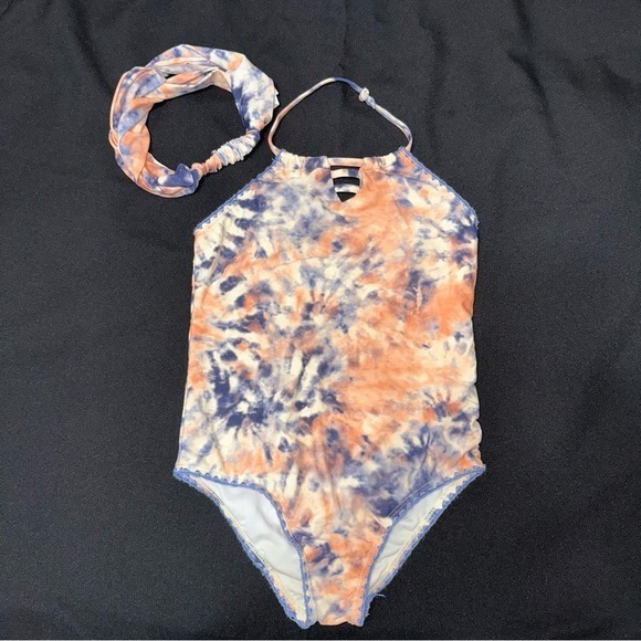 Jessica Simpson one piece swimsuit with head band size‎ L 12 - Picture 1 of 6